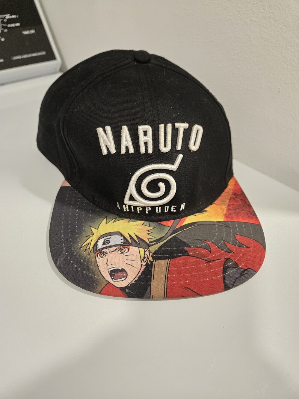 Naruto Shippuden Black Snapback Hat with Character Brim